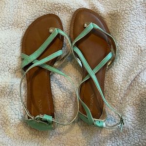 Turquoise flat sandal!